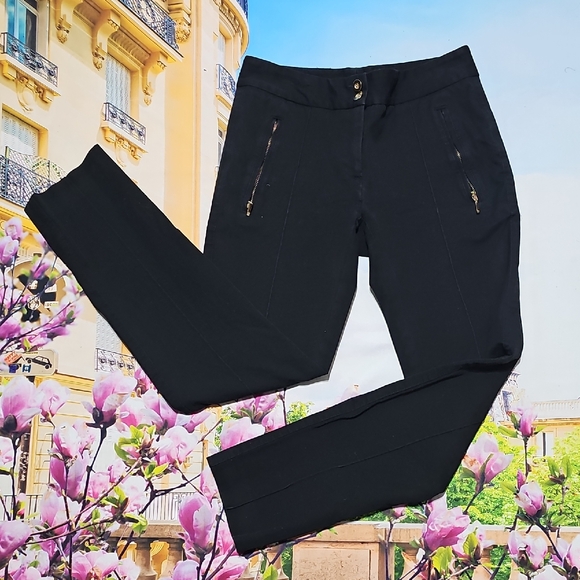 Alfani Pants - Alfani Pleated Black Pants with Gold Zipper Accents Size 2P Petite